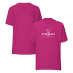 Pink t-shirt with 'EverGrace Coffee' text and a coffee bean logo on a white background