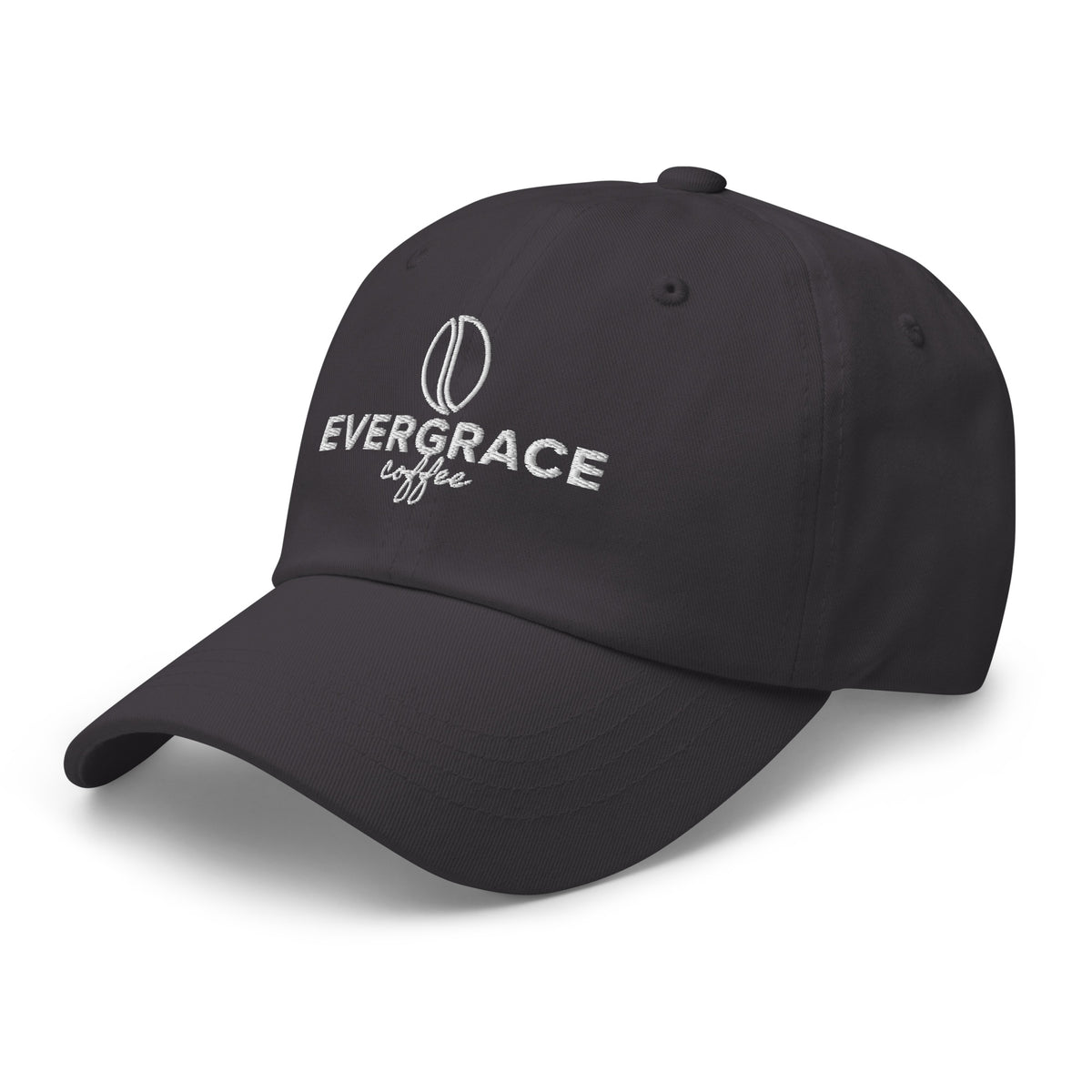 Dark grey with EverGrace Coffee and a coffee bean logo on a white background