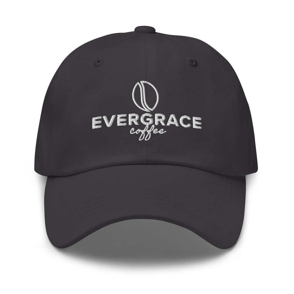Dark Grey cap with "EverGrace Coffee" text and a coffee bean logo on a white background