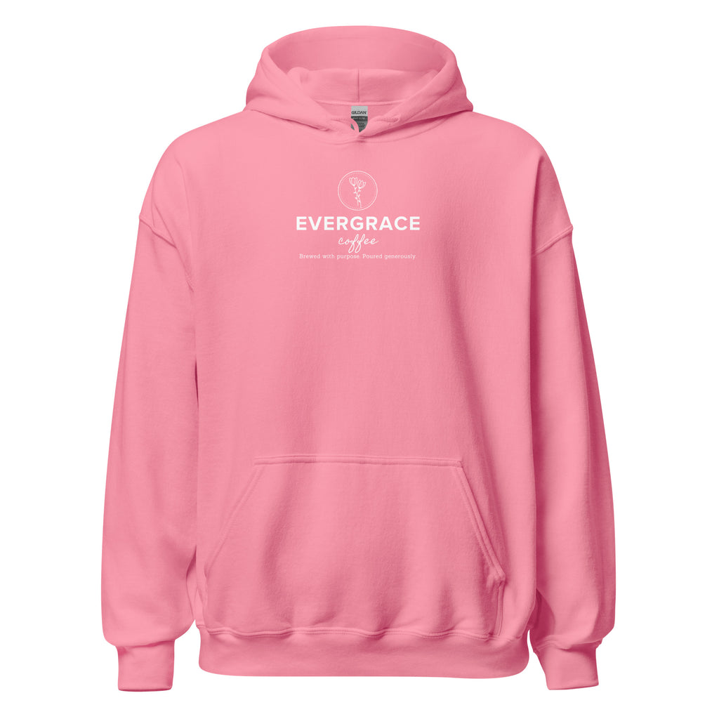 EverGrace Coffee Unisex Hoodie with Flora design in azalea, front view