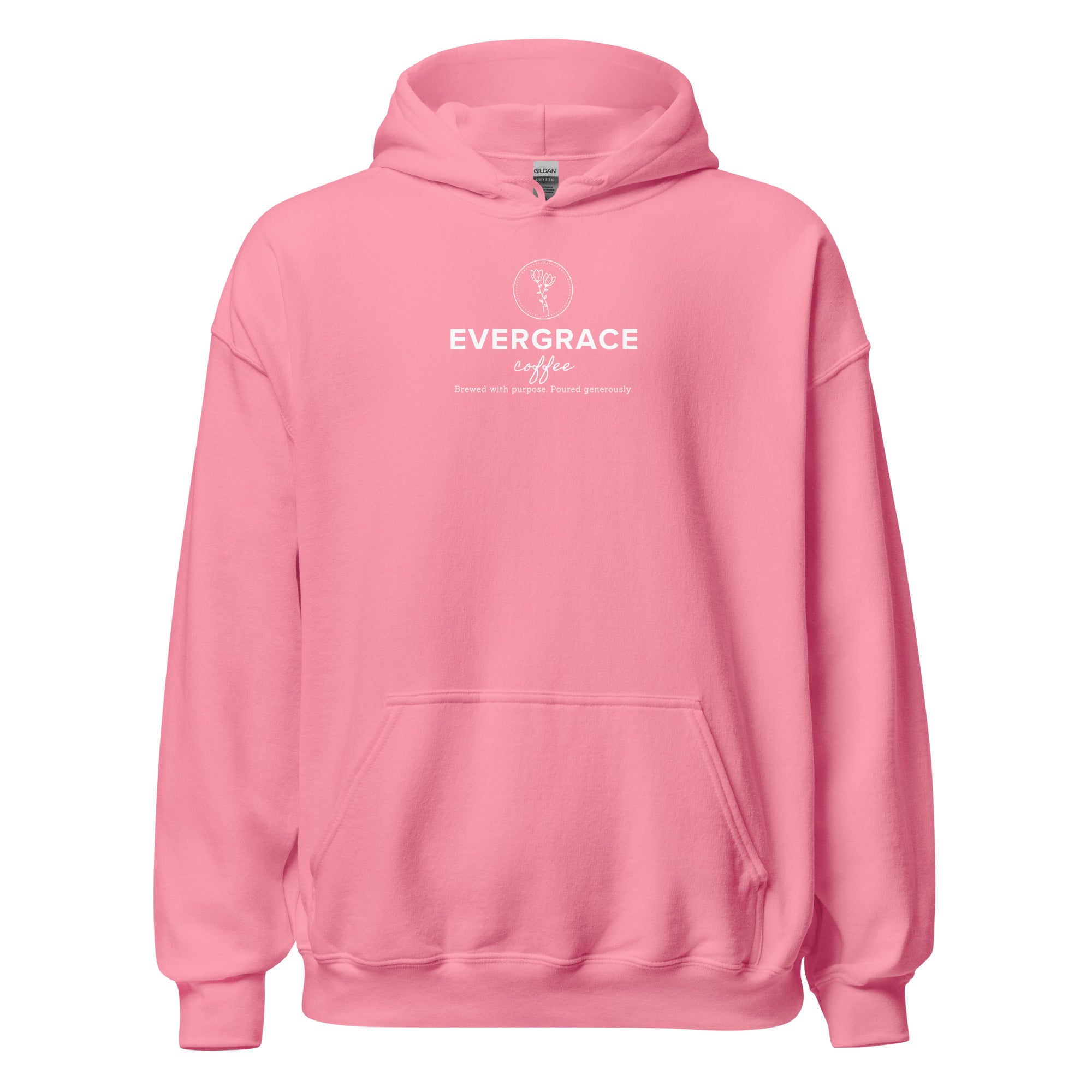 EverGrace Coffee Unisex Hoodie with Flora design in azalea, front view
