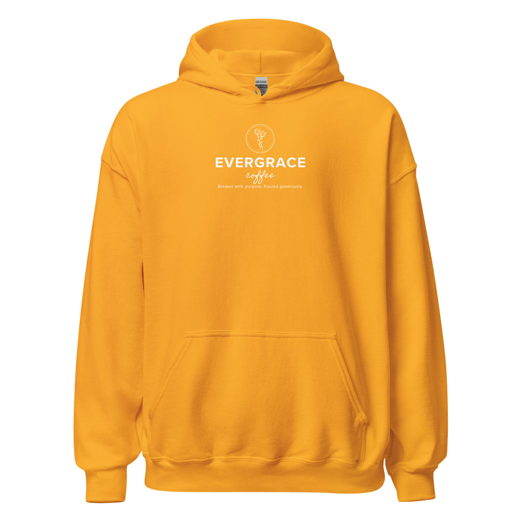 EverGrace Coffee Unisex Hoodie with Flora design in gold, front view