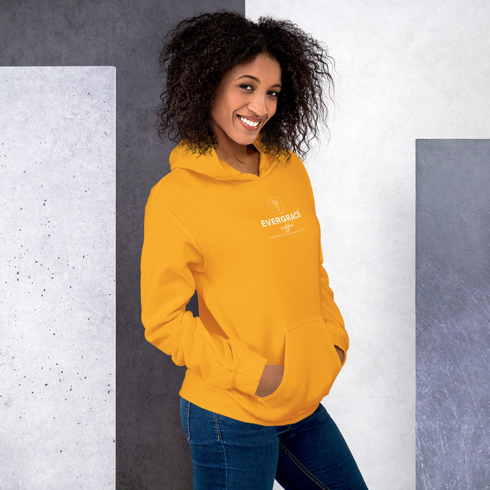 EverGrace Coffee Unisex Hoodie with Flora design in gold, right side view