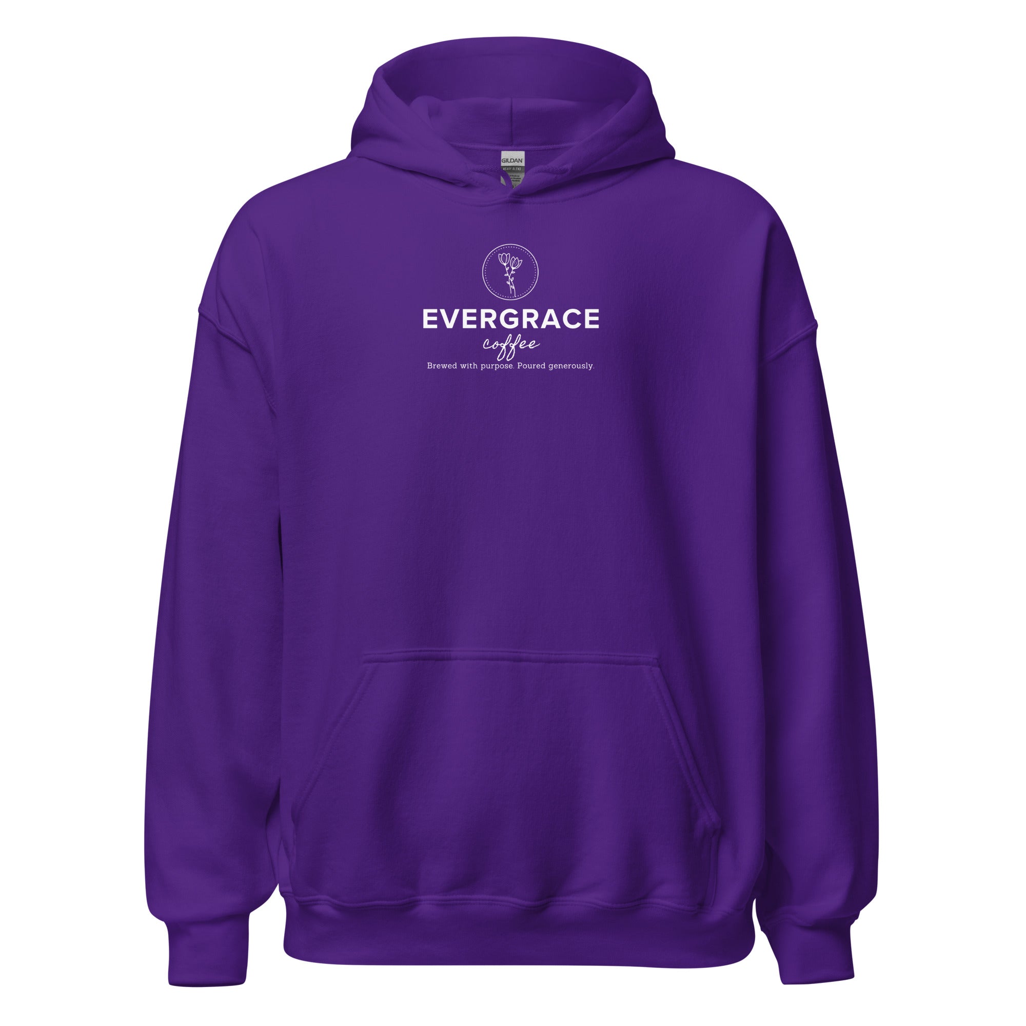 EverGrace Coffee Unisex Hoodie with Flora design in purple, front view