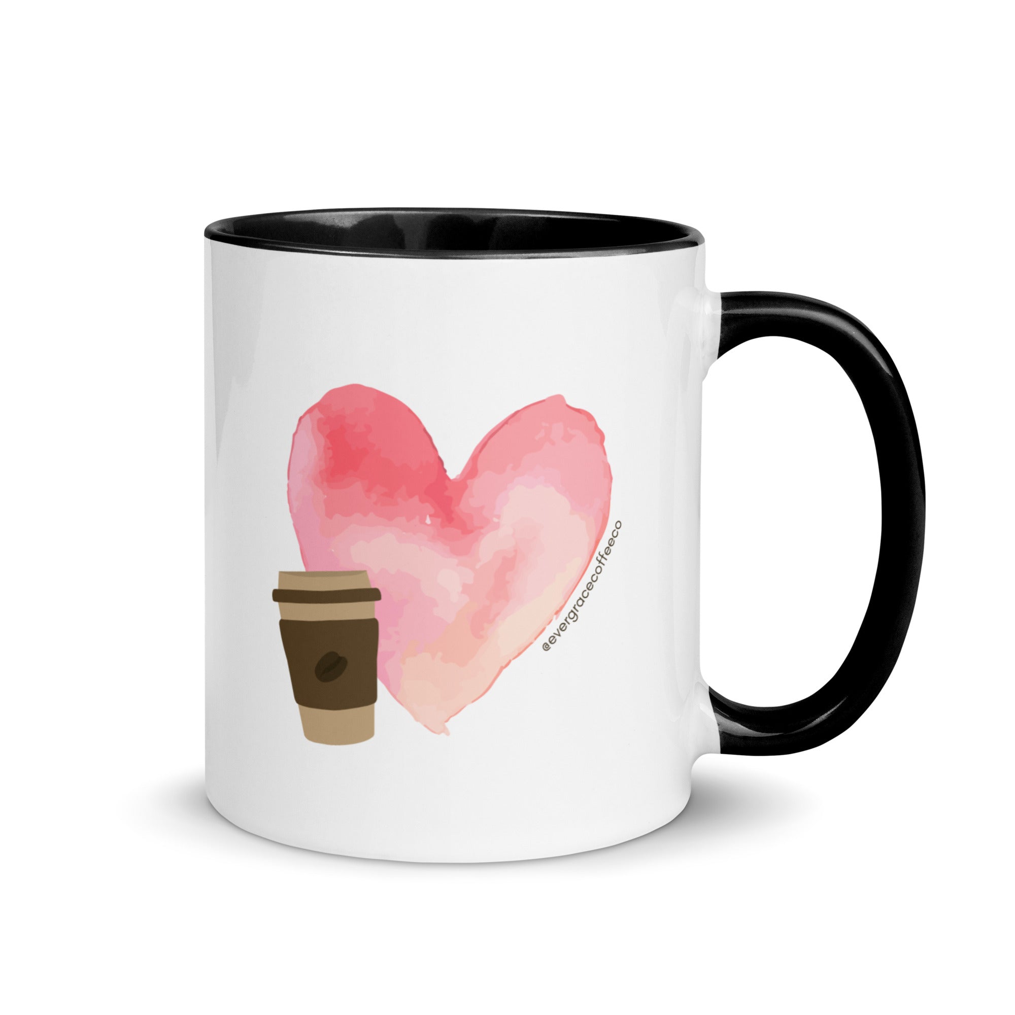 EverGrace Coffee Two-tone Ceramic Mug with All You Need Is Grace design in 11 oz black, right side view