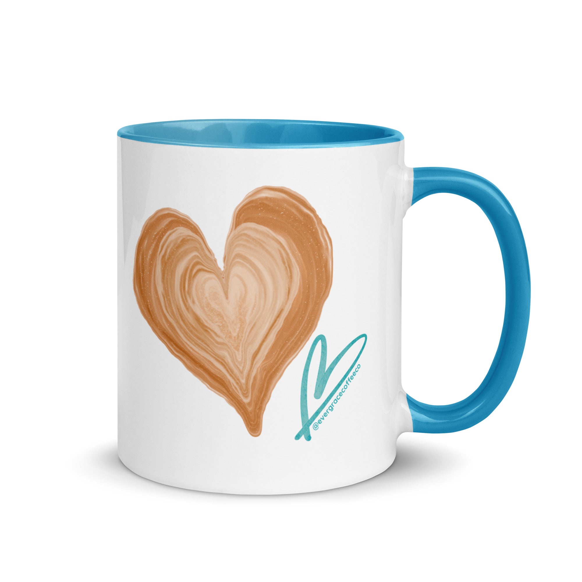 EverGrace Coffee Two-tone Ceramic Mug with Coffee is a Hug in a Mug design in 11 oz white, right side view