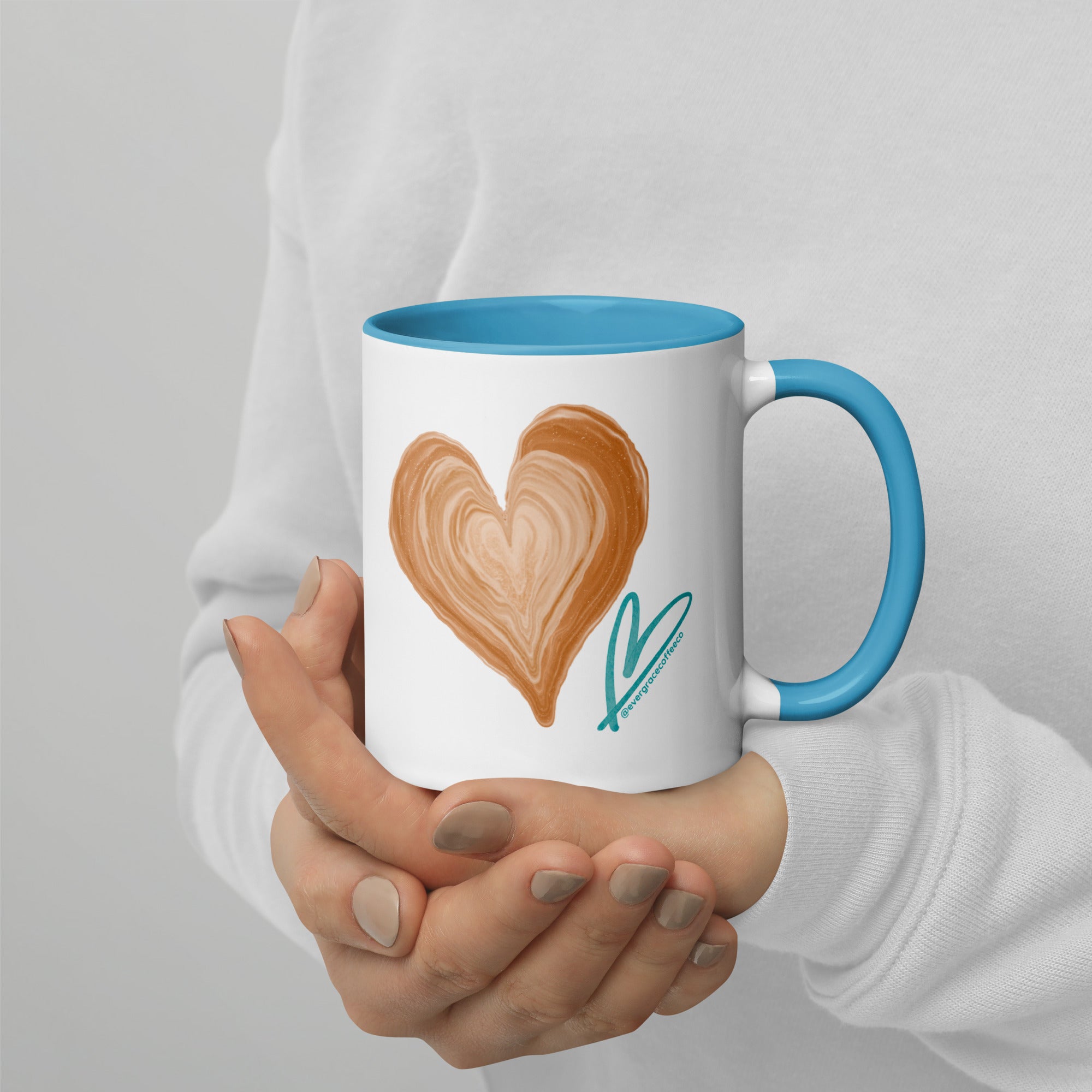 EverGrace Coffee Two-tone Ceramic Mug with Coffee is a Hug in a Mug design in 11 oz white, right side view