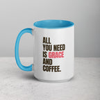 EverGrace Coffee Two-tone Ceramic Mug with All You Need Is Grace design in 15 oz white, left side view