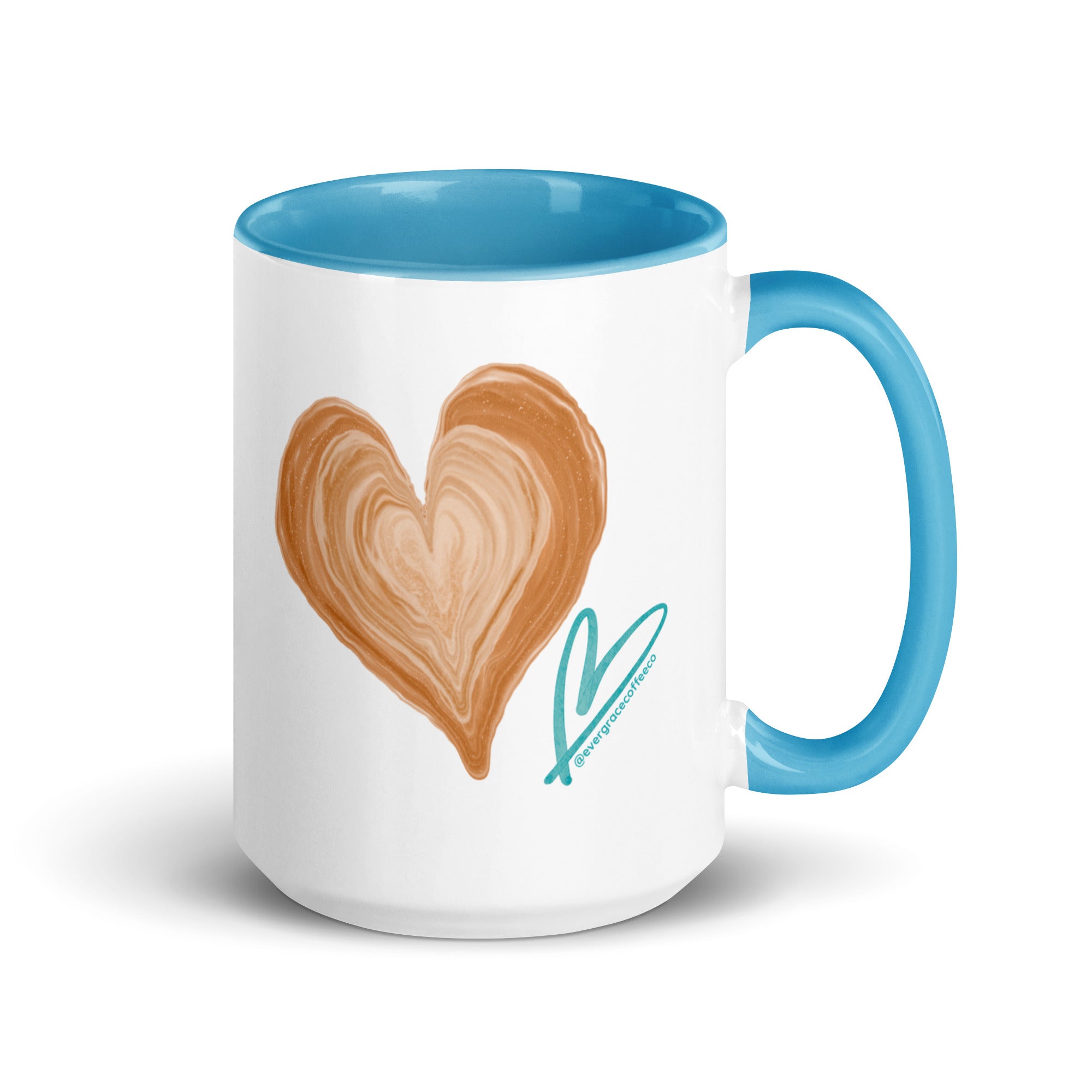 EverGrace Coffee Two-tone Ceramic Mug with Coffee is a Hug in a Mug design in 15 oz white, right side view