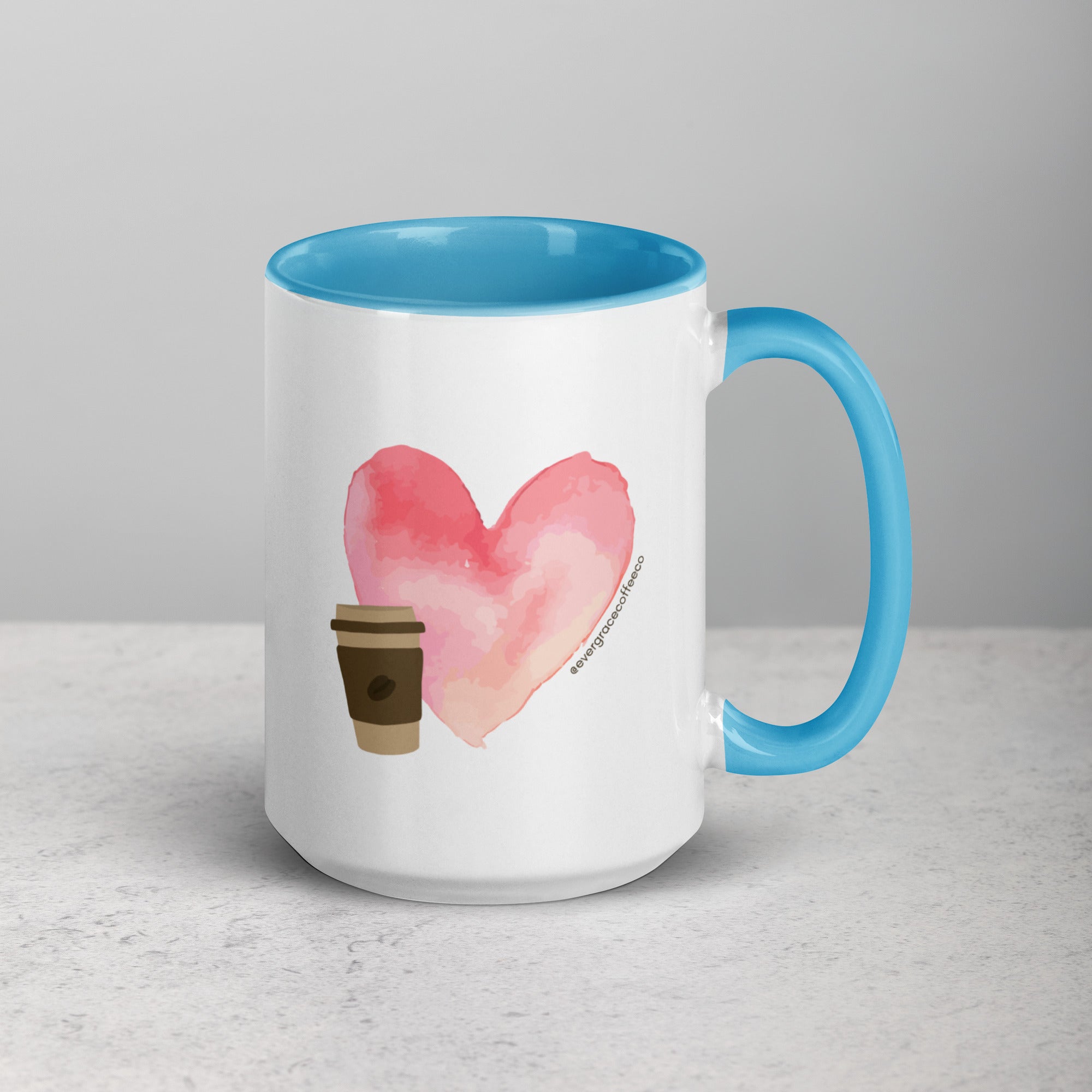 EverGrace Coffee Two-tone Ceramic Mug with All You Need Is Grace design in 15 oz white, right side view