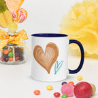 EverGrace Coffee Two-tone Ceramic Mug with Coffee is a Hug in a Mug design in 11 oz dark blue, right side view