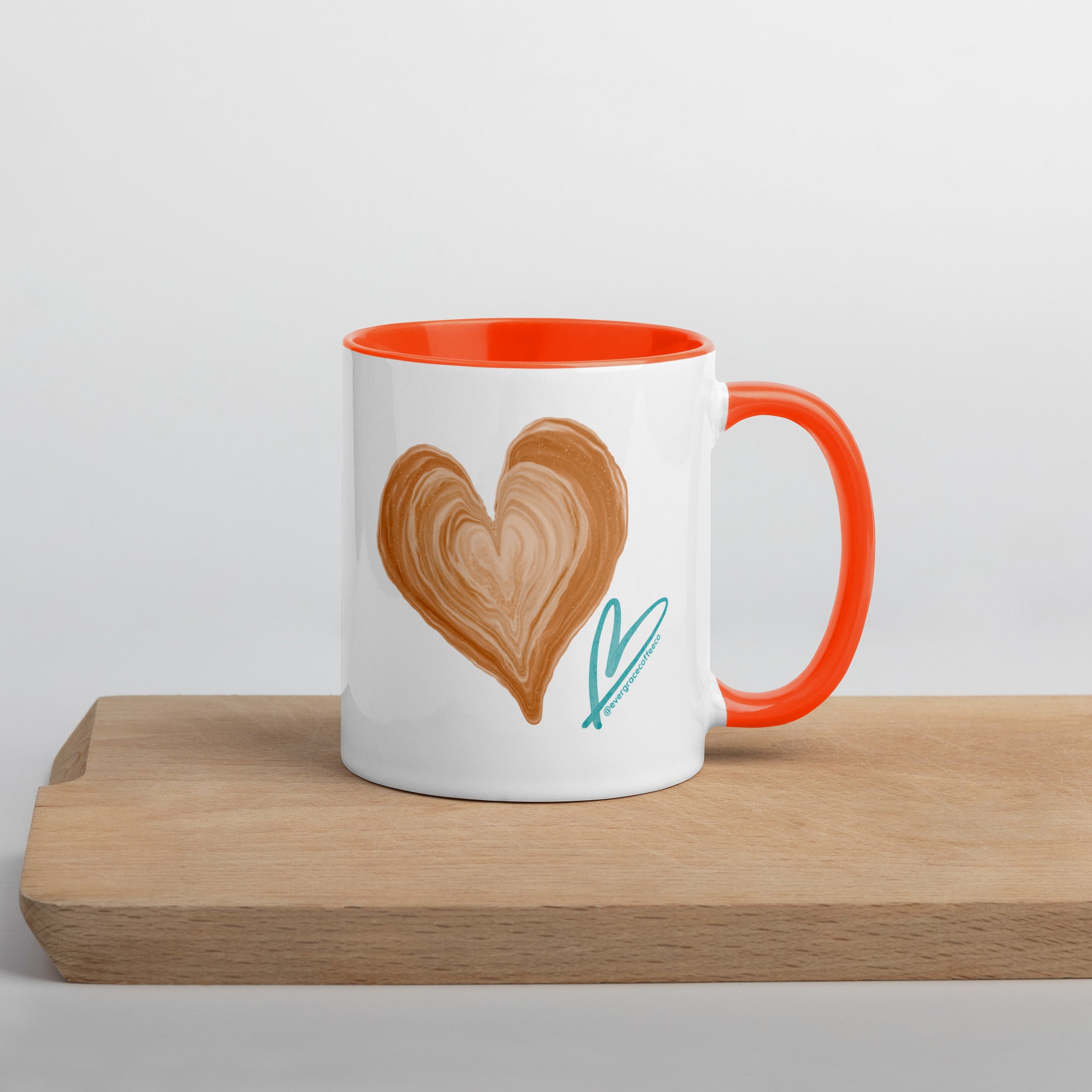 EverGrace Coffee Two-tone Ceramic Mug with Coffee is a Hug in a Mug design in 11 oz white, right side view