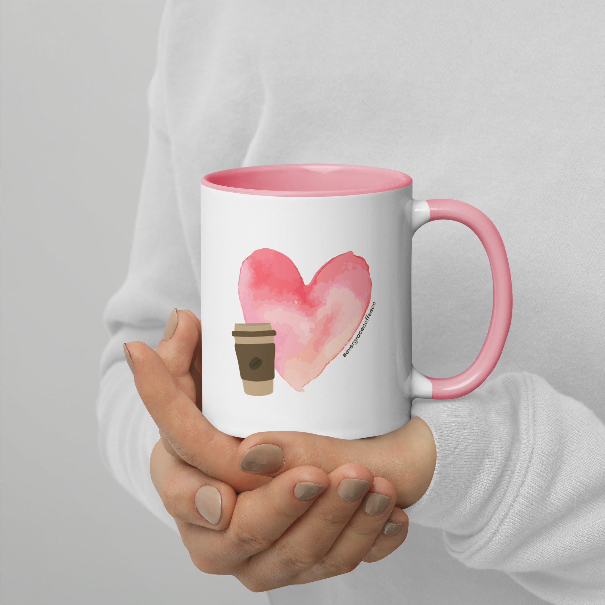 EverGrace Coffee Two-tone Ceramic Mug with All You Need Is Grace design in 11 oz white, right side view