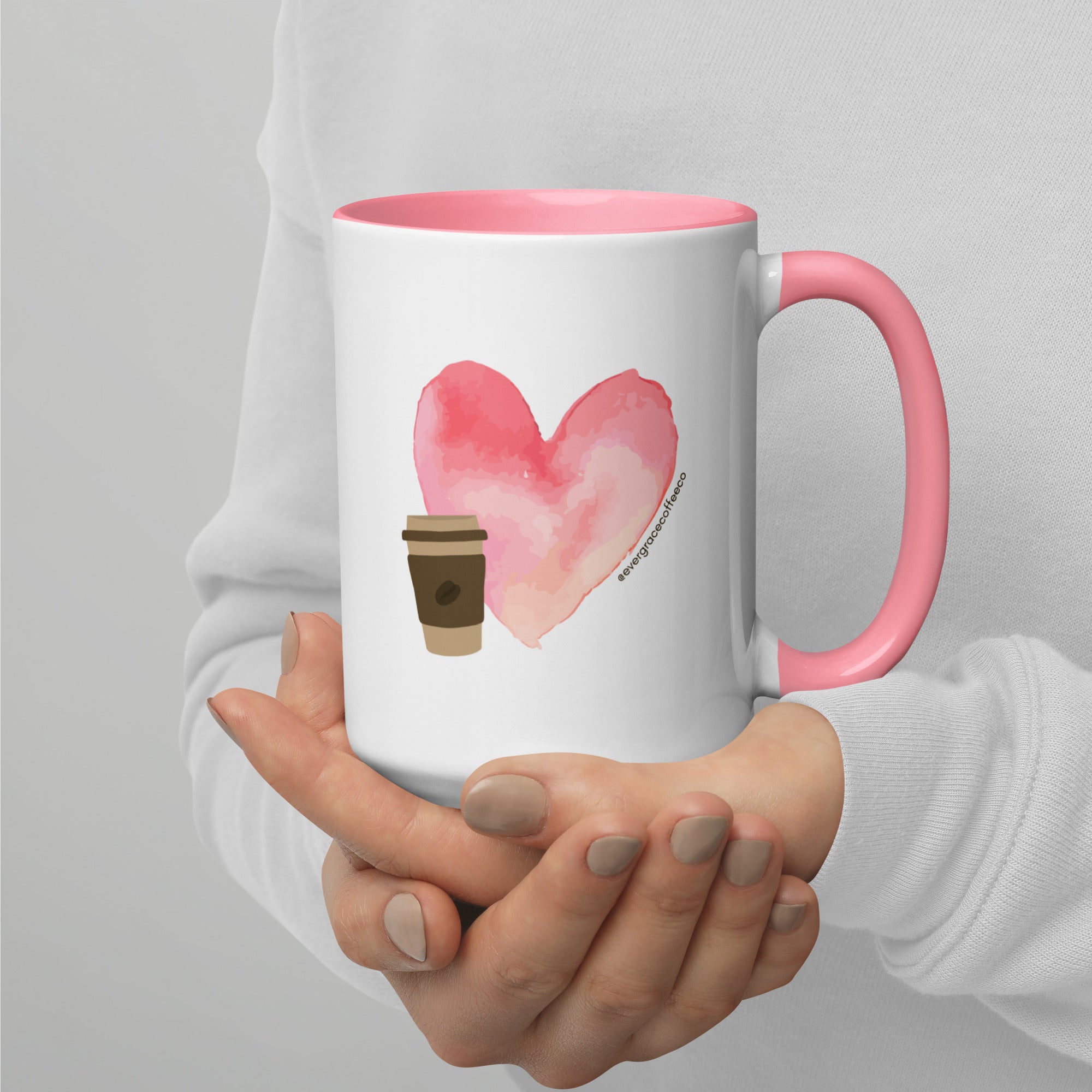 EverGrace Coffee Two-tone Ceramic Mug with All You Need Is Grace design in 15 oz white, right side view